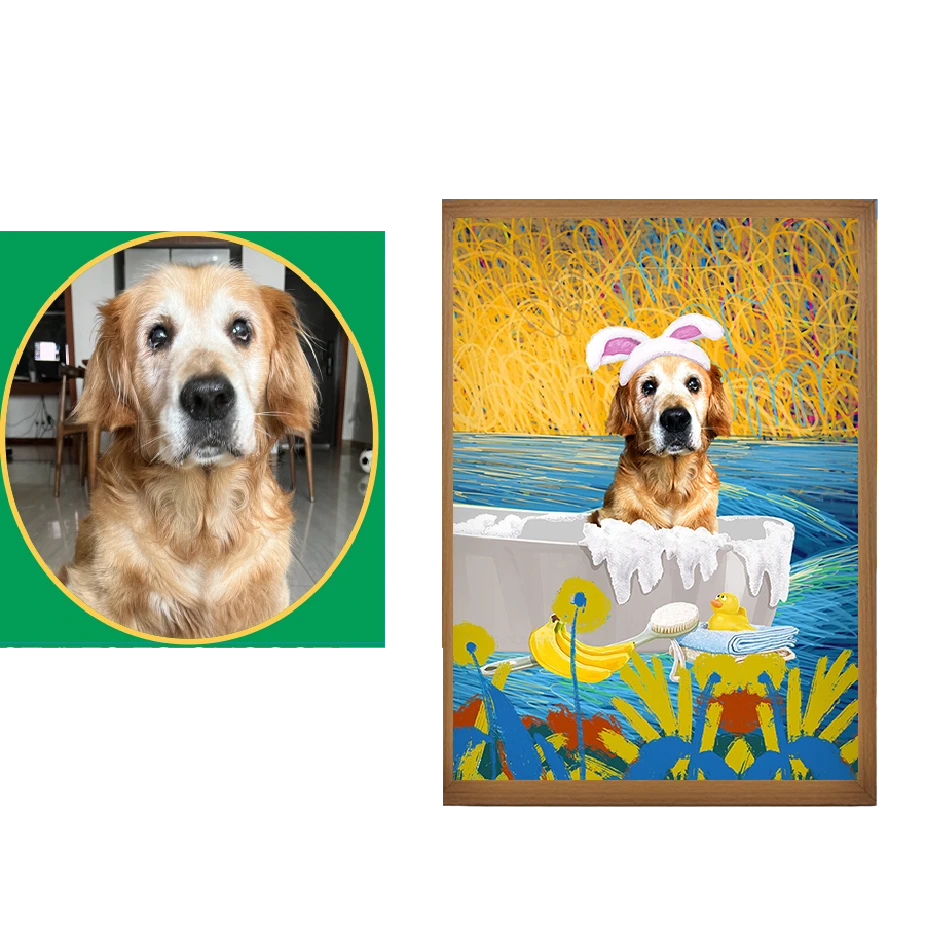 Step-by-step process of creating a custom pet portrait with controllable light and personalized voice dialogue. Ideal for pet lovers, custom pet gifts, personalized picture frames, and pet memorials. Perfect for dog and cat lovers